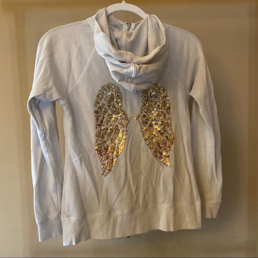 VS Gold Angel Wing White ZIP-Up Hoodie